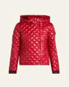 Moncler Corbelin Hooded Down Moto Jacket In Red