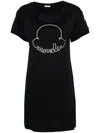 Moncler Corded-logo Cotton Mini Dress In Blau