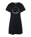 Moncler Corded-logo Cotton Mini Dress In Blue