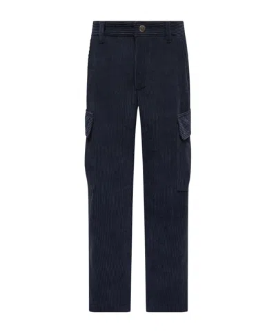 Moncler Corduory Cargo Pants In Blue