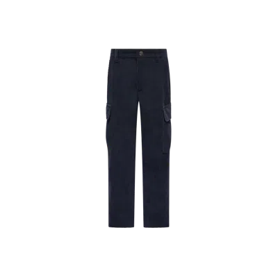 Moncler Kids' Pantalon Cargo En Velours Côtelé, Garçons, Bleu, Taille: 4a In Blue