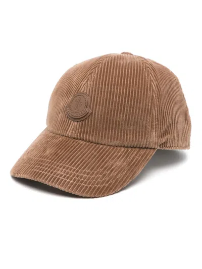 Moncler Corduroy Baseball Cap In Braun