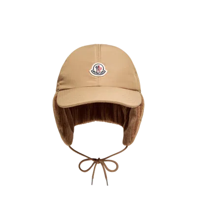 Moncler Corduroy Baseball Cap, Men, Beige, Size: L