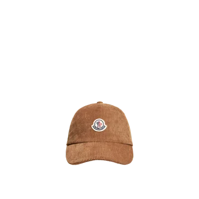 Moncler Corduroy Baseball Cap In Brown