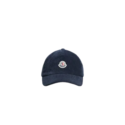 Moncler Kids' Casquette De Baseball En Velours Côtelé, Garçons, Bleu, Taille: M In Blue