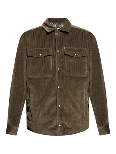 Moncler Corduroy Buttoned Jacket In Gold
