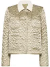 Moncler Corduroy-collar Quilted Shirt Jacket In Green