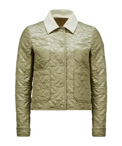 Moncler Corduroy-collar Quilted Shirt Jacket In Nude