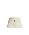 Moncler Logo Corduroy Bucket Hat In White