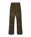 Moncler Corduroy Straight Leg Drawstring Pants In Green