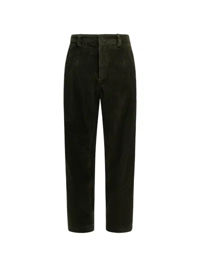 Moncler Corduroy Logo-patch Trousers In Black
