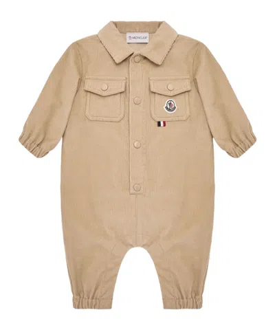 Moncler Corduroy Long Sleeve Baby Grow In Neutral