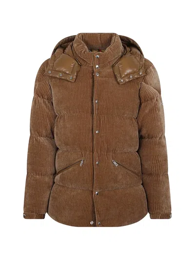 Moncler Corduroy Padded Jacket In Brown