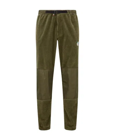 Moncler Corduroy Panelled Trousers In Green