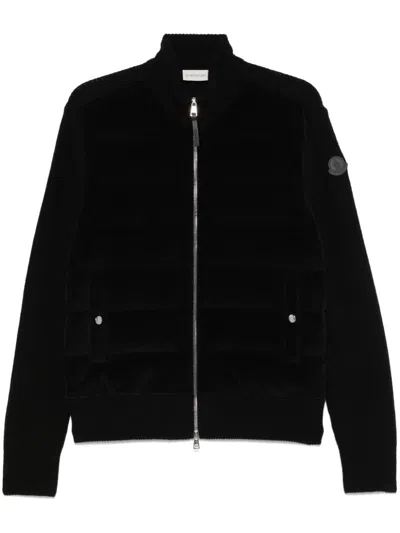 Moncler Corduroy-panelling Cardigan In Black