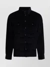 Moncler Corduroy Shirt Jacket Featuring Chest Pockets In Black