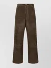 Moncler Corduroy Straight Leg Drawstring Pants In Brown