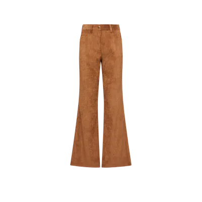 Moncler Corduroy Wide Leg Pants, Women, Beige, Size: 42 In Brown