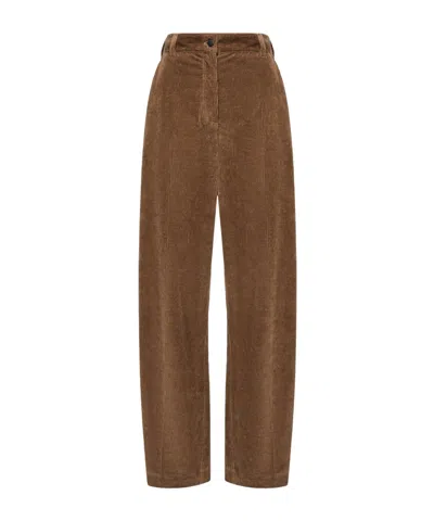 Moncler Corduroy Wide Leg Trousers In Brown