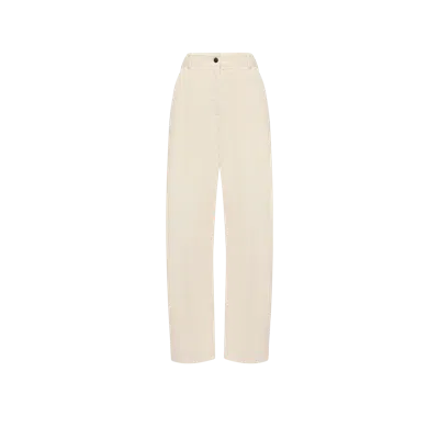Moncler Corduroy Wide Leg Trousers, Women, White, Size: 40