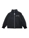 Moncler Corin Black Jacket With Logo Lettering On The Front And Logo Patch On The Sleeve In Tech Fabric Boy In Black