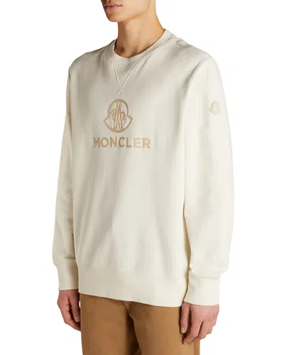 Moncler Cosston Cotton & Cashmere Logo Sweatshirt In Cloudy White