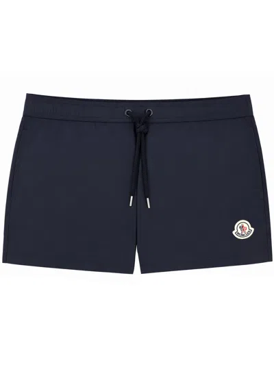 Moncler Costume Boxer Con Logo In Blue