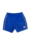 Moncler Short De Bain À Bords Tricolores In Bluette