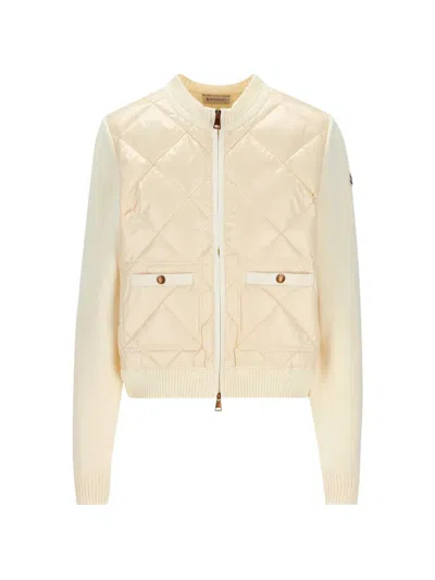 Moncler Coton Padded Cardigan In Neutral