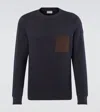 Moncler Cardigan En Coton Et Cachemire Avec Poche In Blue