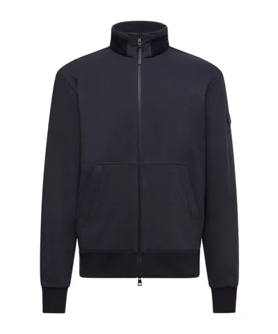 Moncler Cotton And Cashmere Zip-up Sweatshirt In Blue