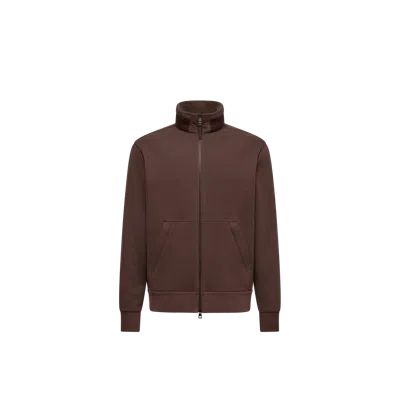 Moncler Cotton And Cashmere Zip-up Sweatshirt In Brown