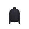 Moncler Cotton And Cashmere Zip-up Sweatshirt In Blue