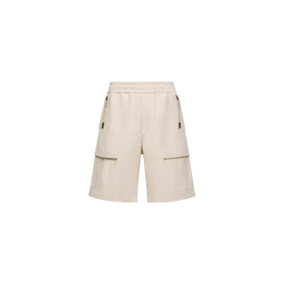 Moncler Cotton & Linen Blend Shorts, Men, Beige, Size: M In Red