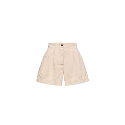 Moncler Cotton & Linen Blend Shorts, Women, Beige, Size: S In Neutral