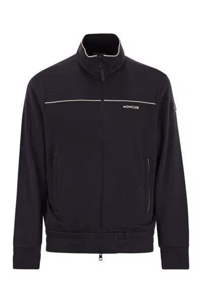 Moncler Cotton And Modal Sweatshirt With Zip In Black