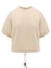 Moncler Cotton And Nylon T-shirt With Puffed Sleeves