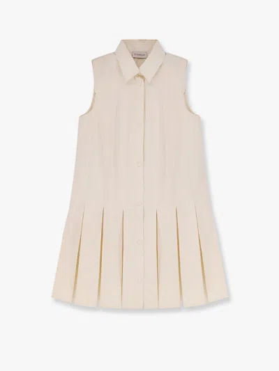 Moncler Cotton And Silk Mini Chemisier Dress In White