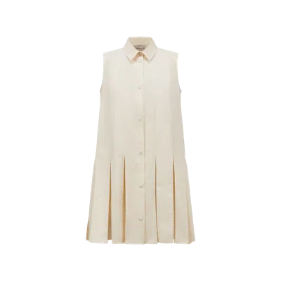 Moncler Mini Robe Chemise En Coton Et Soie In ホワイト