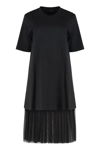 Moncler Cotton And Tulle Dress In Black