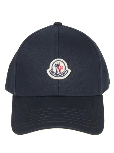 Moncler Cotton Gabardine Baseball Cap In Black