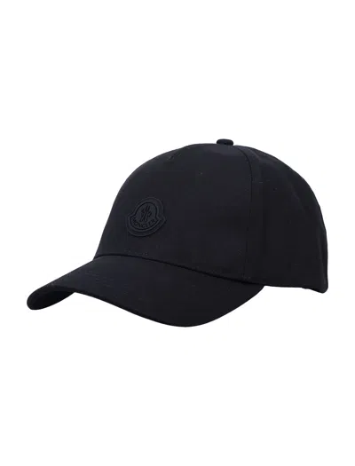 Moncler Cotton Baseball Cap In Black
