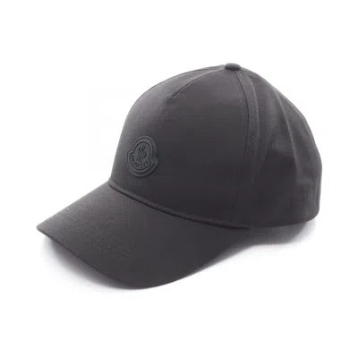 Moncler Cotton Baseball Cap In Black