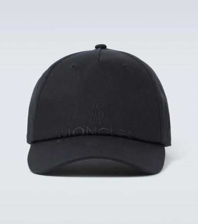 Moncler Cotton Baseball Cap In Black
