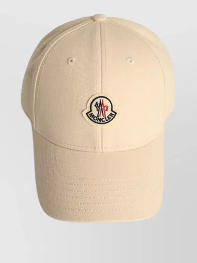 Moncler Cotton Baseball Cap Curved Brim Eyelets In Neutral
