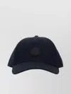 Moncler Cotton Baseball Cap With Curved Brim And Intricate Embroidery In Blue