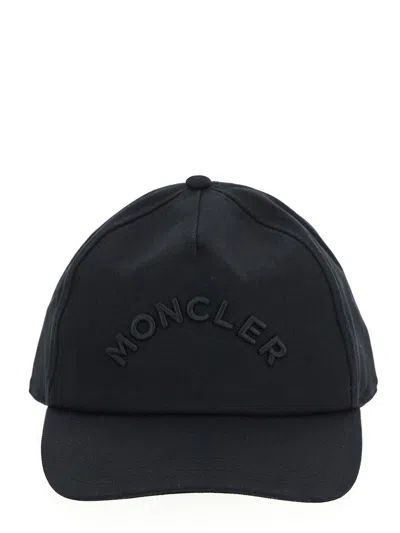 Moncler Cotton Baseball Hat In Black