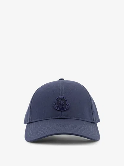 Moncler Cotton Baseball Hat In Blue