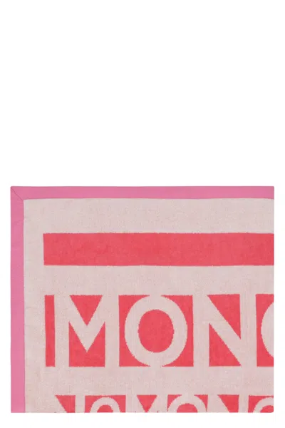 Moncler Cotton Beach Towel In Pink