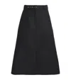 Moncler Belted Cotton-poplin Midi Skirt In Black